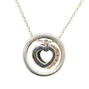 Avon Silver Tone Floating Heart Necklace (1702)